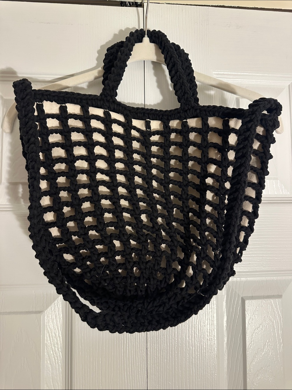 Madewell Black Crochet Net Tote Bag - Stylish Women's Beach & Market Bag
